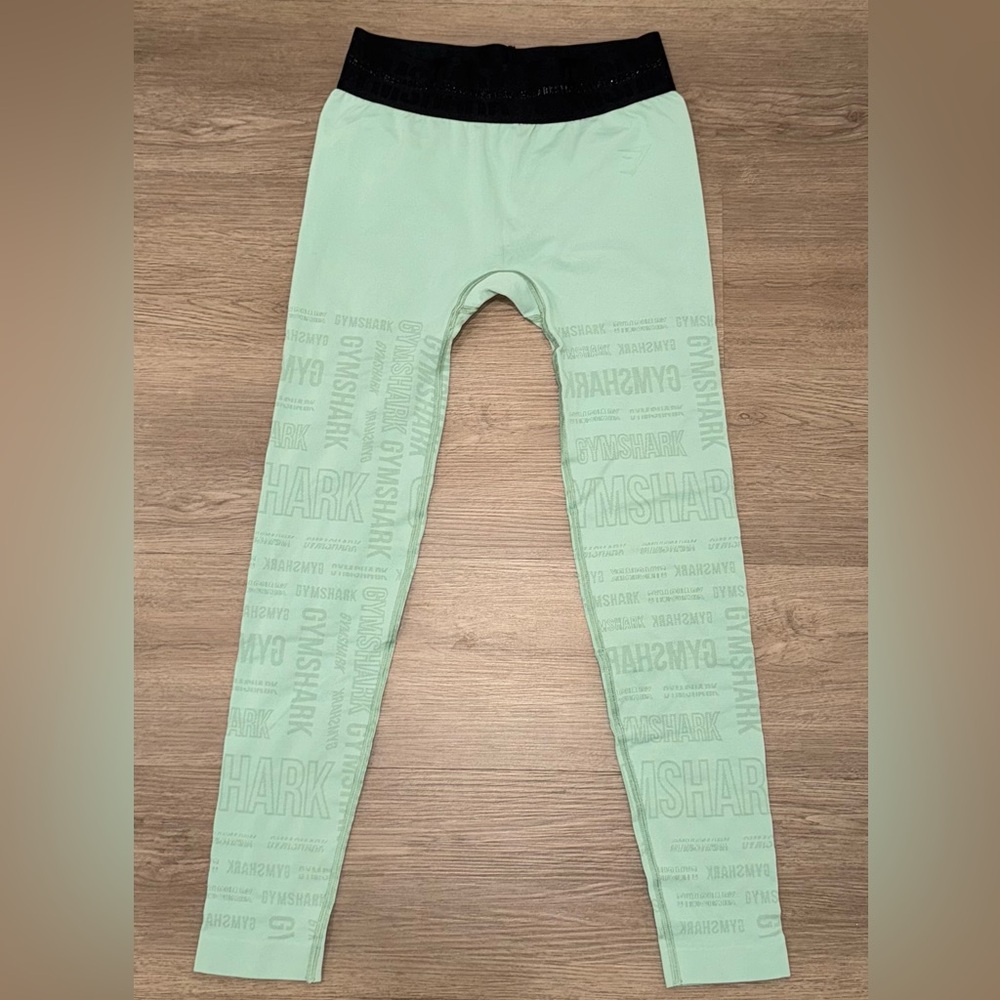Gymshark Women's Medium Vision Athletic Leggings Sage Green Seamless Wordmark